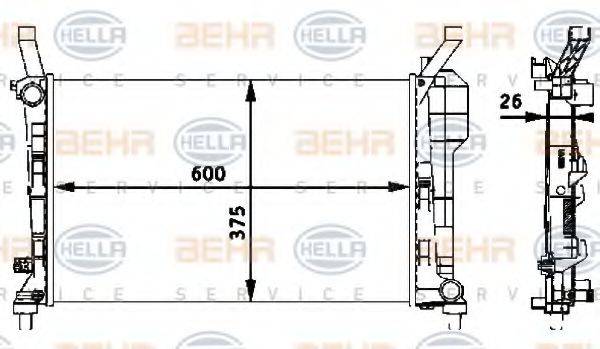 HELLA 8MK376721021 Радіатор, охолодження двигуна