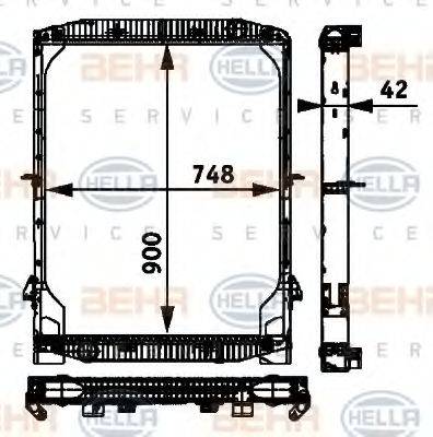 HELLA 8MK376721751 Радіатор, охолодження двигуна