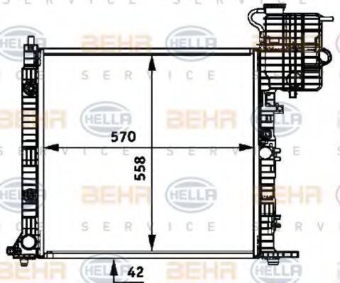 HELLA 8MK376722041 Радіатор, охолодження двигуна