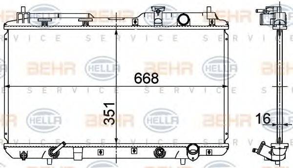 HELLA 8MK376724531 Радіатор, охолодження двигуна