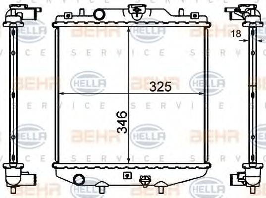 HELLA 8MK376724591 Радіатор, охолодження двигуна