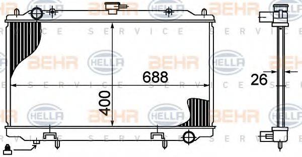 HELLA 8MK376724631 Радіатор, охолодження двигуна