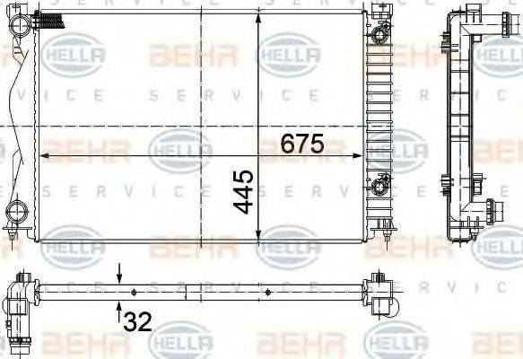 HELLA 8MK376732511 Радіатор, охолодження двигуна