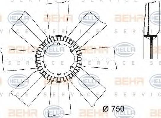 HELLA 8MV376733151 Крильчатка вентилятора, охолодження двигуна