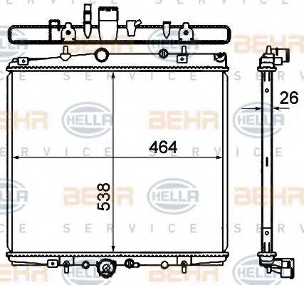 HELLA 8MK376735321 Радіатор, охолодження двигуна