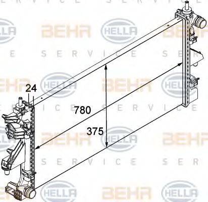 HELLA 8MK376745034 Радіатор, охолодження двигуна