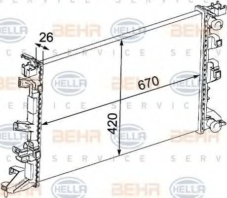 HELLA 8MK376745221 Радіатор, охолодження двигуна