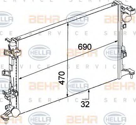 HELLA 8MK376745711 Радіатор, охолодження двигуна