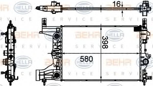 HELLA 8MK376749851 Радіатор, охолодження двигуна