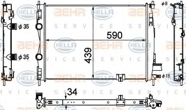 HELLA 8MK376753691 Радіатор, охолодження двигуна