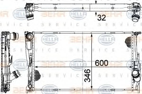 HELLA 8MK376754011 Радіатор, охолодження двигуна