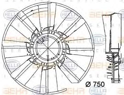 HELLA 8MV376756081 Крильчатка вентилятора, охолодження двигуна