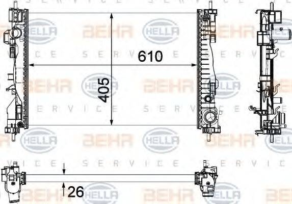 HELLA 8MK376756241 Радіатор, охолодження двигуна