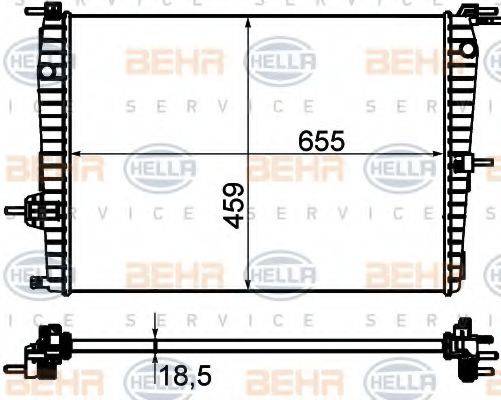 HELLA 8MK376756591 Радіатор, охолодження двигуна