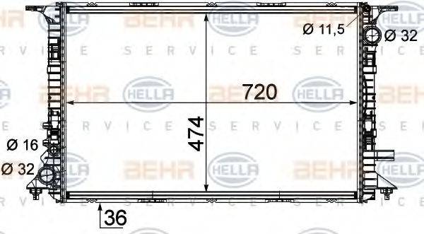 HELLA 8MK376756681 Радіатор, охолодження двигуна