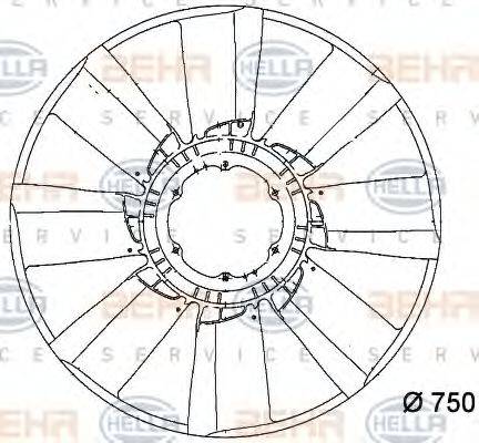 HELLA 8MV376757101 Крильчатка вентилятора, охолодження двигуна