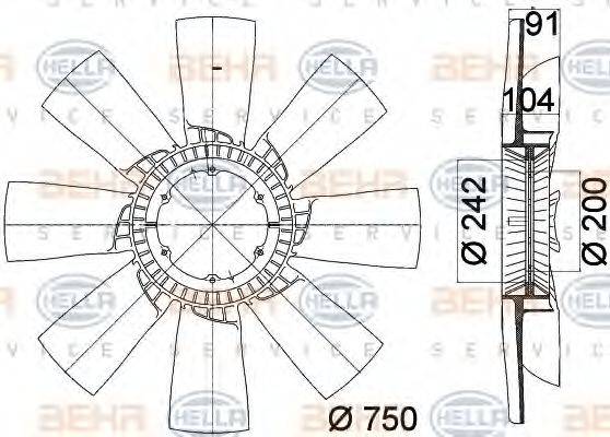 HELLA 8MV376758231 Крильчатка вентилятора, охолодження двигуна