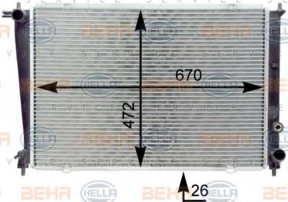 HELLA 8MK376763111 Радіатор, охолодження двигуна