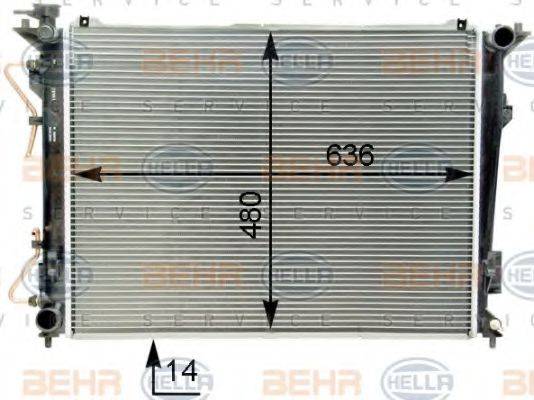 HELLA 8MK376763731 Радіатор, охолодження двигуна