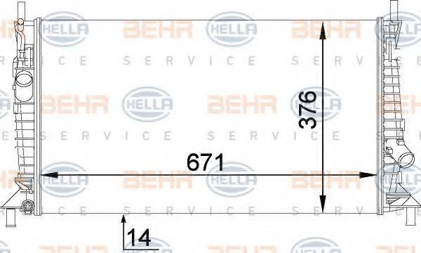 HELLA 8MK376764281 Радіатор, охолодження двигуна