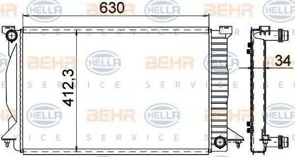 HELLA 8MK376766331 Радіатор, охолодження двигуна