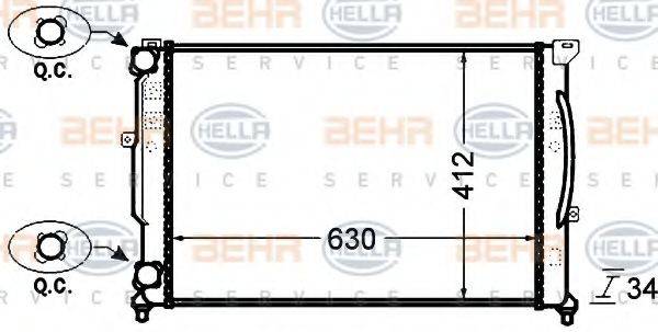 HELLA 8MK376766354 Радіатор, охолодження двигуна