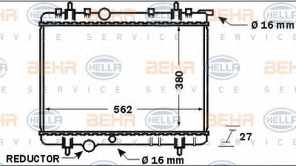 HELLA 8MK376767081 Радіатор, охолодження двигуна