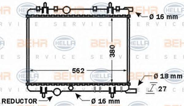 HELLA 8MK376767091 Радіатор, охолодження двигуна