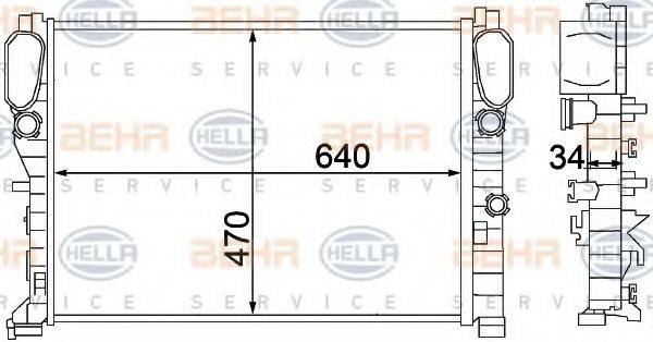 HELLA 8MK376769781 Радіатор, охолодження двигуна