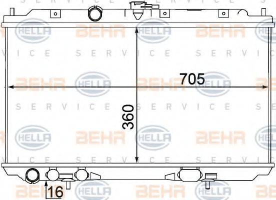 HELLA 8MK376770671 Радіатор, охолодження двигуна