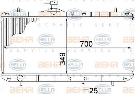 HELLA 8MK376773021 Радіатор, охолодження двигуна