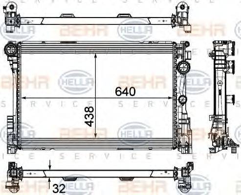 HELLA 8MK376780691 Радіатор, охолодження двигуна