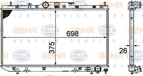 HELLA 8MK376781051 Радіатор, охолодження двигуна