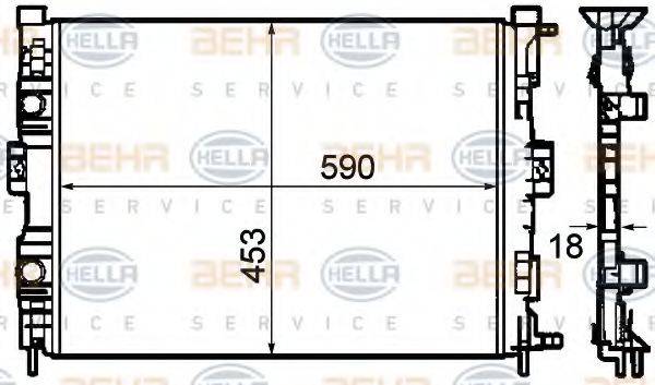 HELLA 8MK376781134 Радіатор, охолодження двигуна