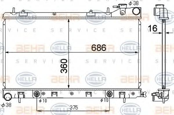 HELLA 8MK376790271 Радіатор, охолодження двигуна