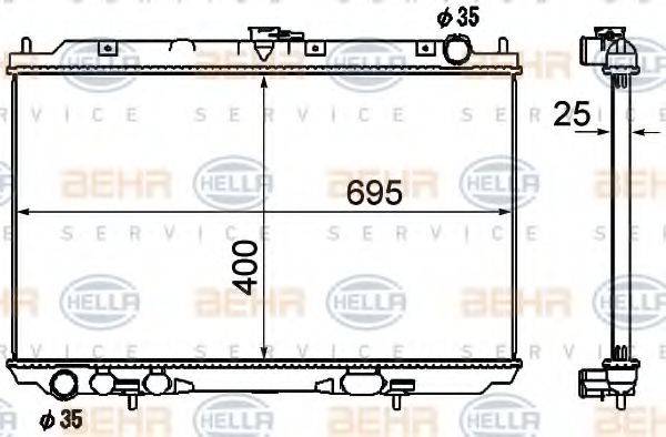 HELLA 8MK376790291 Радіатор, охолодження двигуна