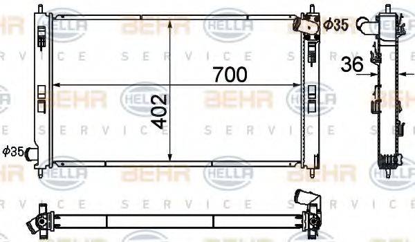 HELLA 8MK376790351 Радіатор, охолодження двигуна