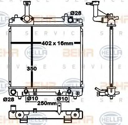 HELLA 8MK376792431 Радіатор, охолодження двигуна