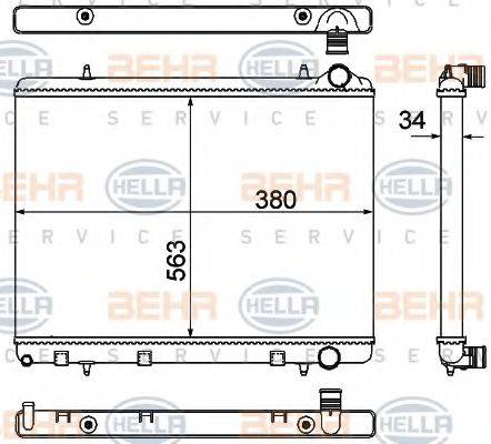 HELLA 8MK376901031 Радіатор, охолодження двигуна