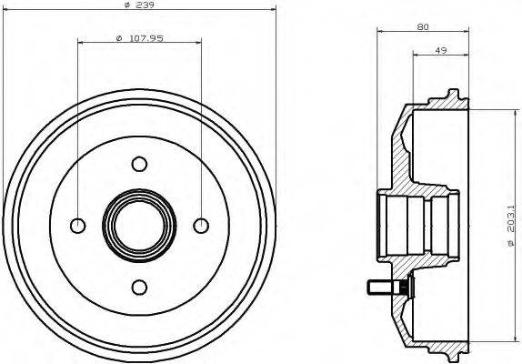 HELLA 8DT355300171 Гальмівний барабан