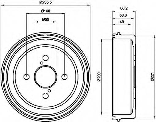 HELLA 8DT355300511 Гальмівний барабан