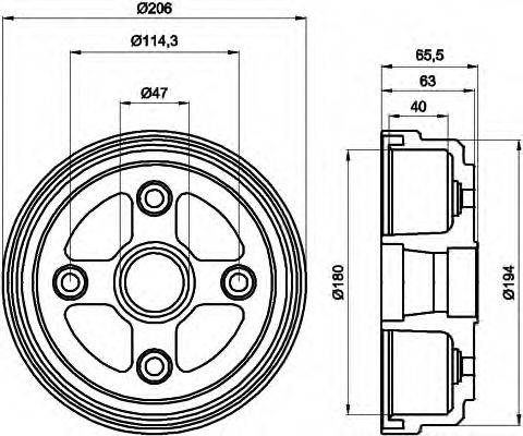 HELLA 8DT355300541 Гальмівний барабан