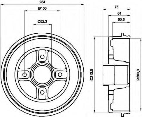 HELLA 8DT355300611 Гальмівний барабан