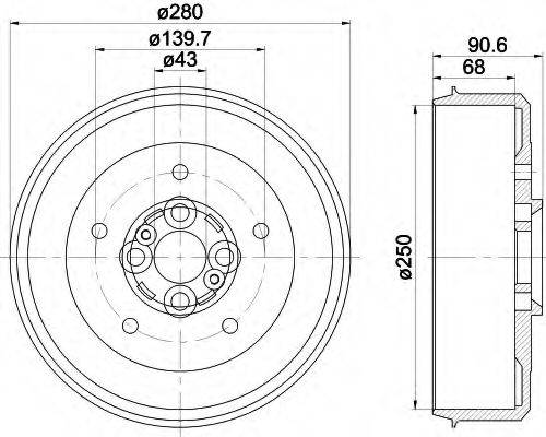 HELLA 8DT355300881 Гальмівний барабан