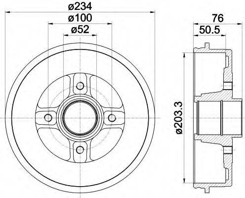 HELLA 8DT355301401 Гальмівний барабан