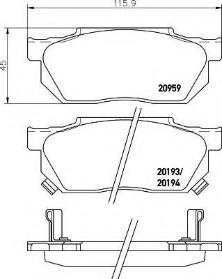 HELLA 8DB355005641 Комплект гальмівних колодок, дискове гальмо