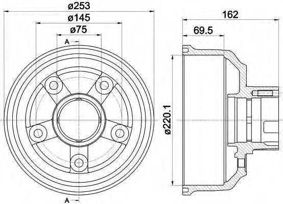 HELLA 8DT355302411 Гальмівний барабан