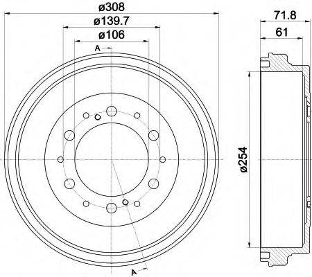 HELLA 8DT355302421 Гальмівний барабан