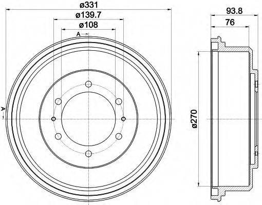 HELLA 8DT355302611 Гальмівний барабан