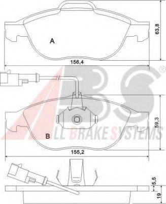 A.B.S. 37064 Комплект гальмівних колодок, дискове гальмо